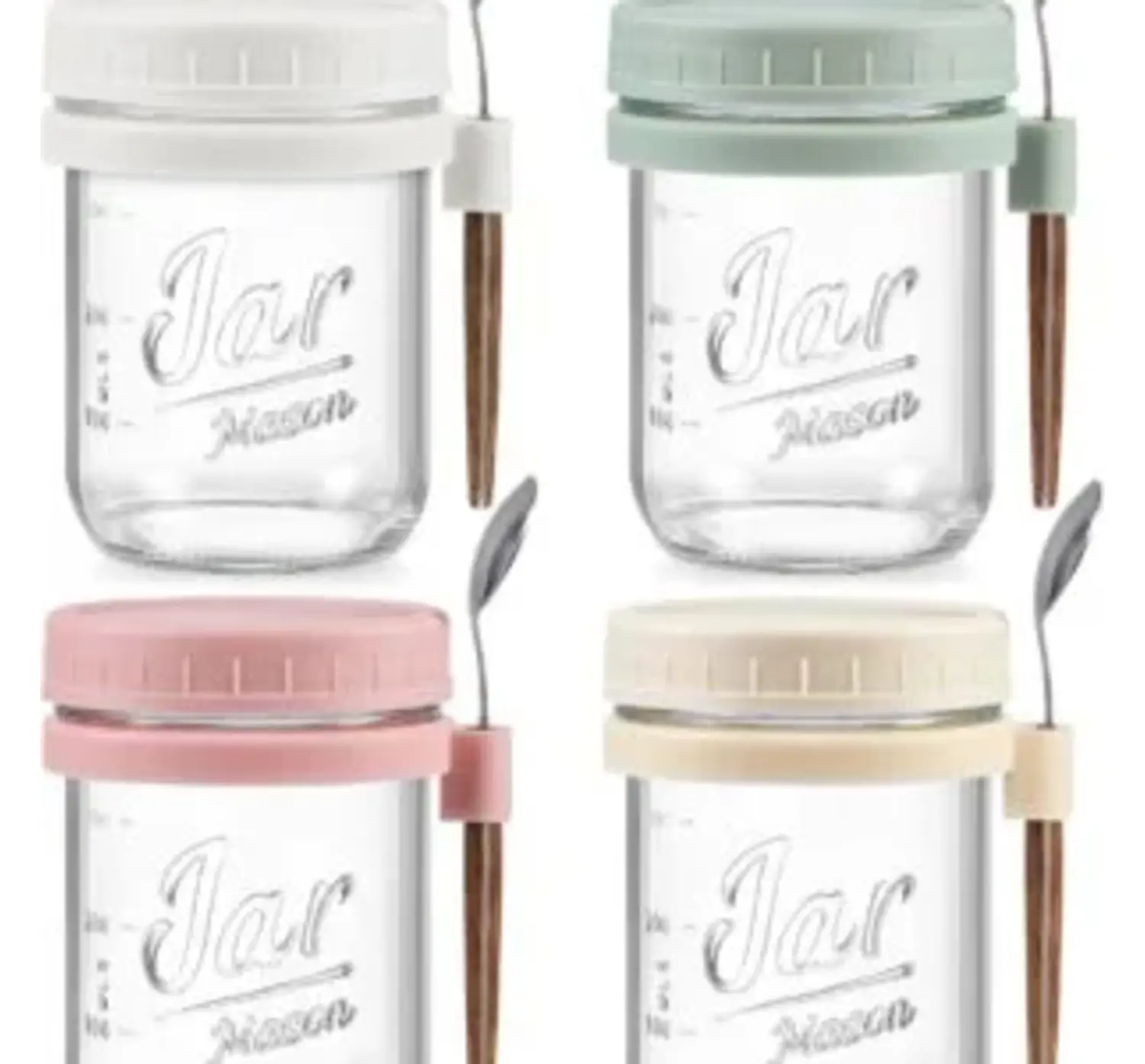 4-Pack Overnight Oats Containers With Spoons